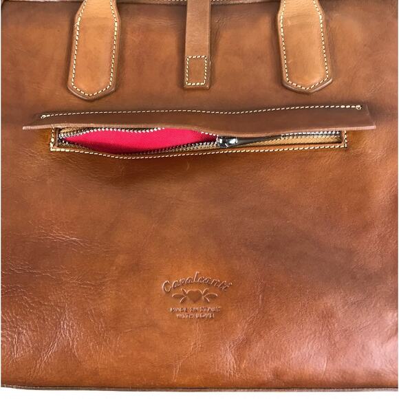 CAVALCANTI Italian Designer Leather Satchel Shoulder Bag Brown Luxury Timeless - Picture 7 of 14